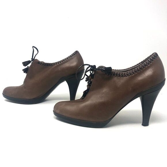SALVATORE Ferregamo Brown Leather Lace Up Shoe Boots Size 6 C (Narrow) - Picture 6 of 14